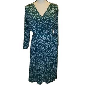 41 Hawthorn All-Over Print Wrap Dress, Belted, 3/4 Sleeve, Size Medium